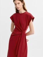 Vestido Drapeado Con Lazo burdeos