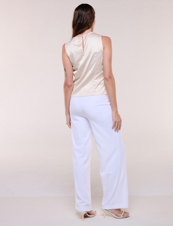 Blusa Escote Asimétrico Aro Dorado BEIGE
