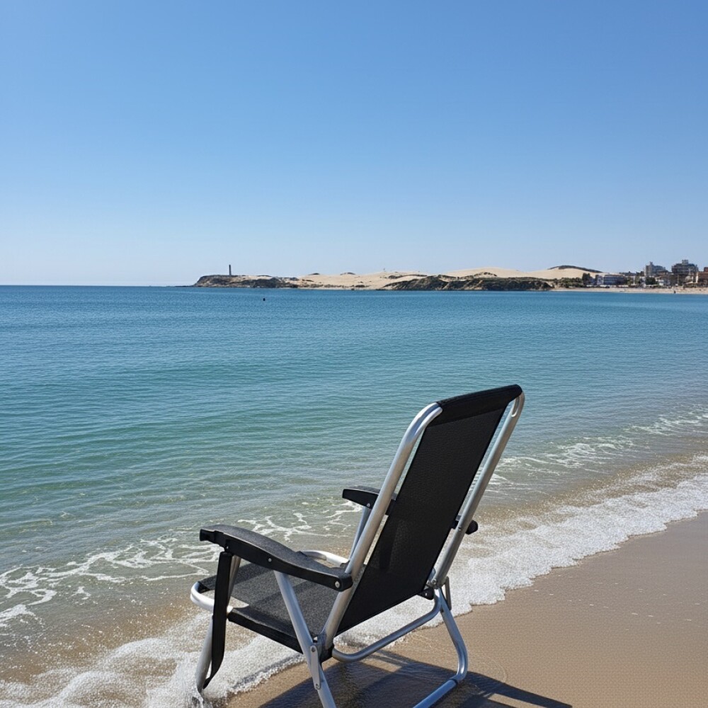 Silla Baja Playa, Pesca Buzios C/correa En Aluminio Apta 120kg NEGRO