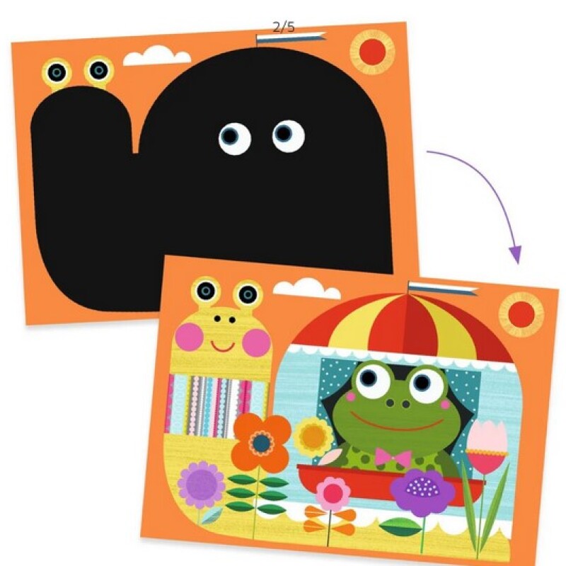 DJ0004 Tarjetas Para Rascar Y Descubrir X5 Un. 21x28 Cm Djeco - Animales