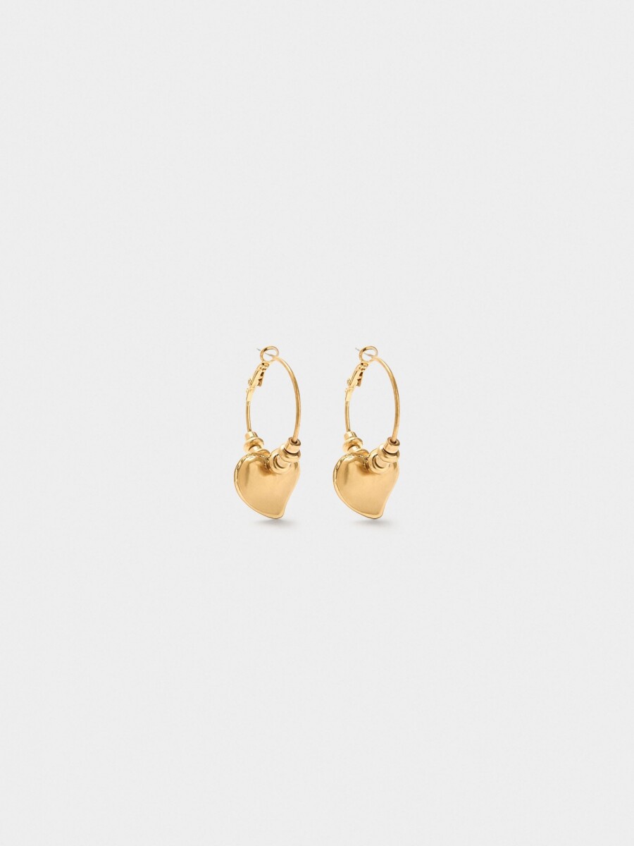 Aros Con Corazón dorado