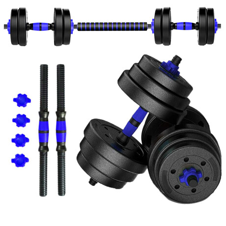 Set 2 Mancuernas + Barra 3en1 + 30kg Disco Pesa PVC 4x5KG + 4x2.5KG