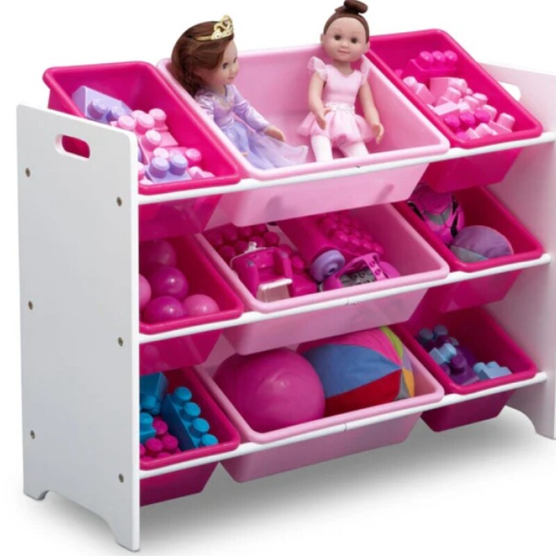 Organizador de 9 contenedores de plástico rosado y fucsia Organizador de 9 contenedores de plástico rosado y fucsia