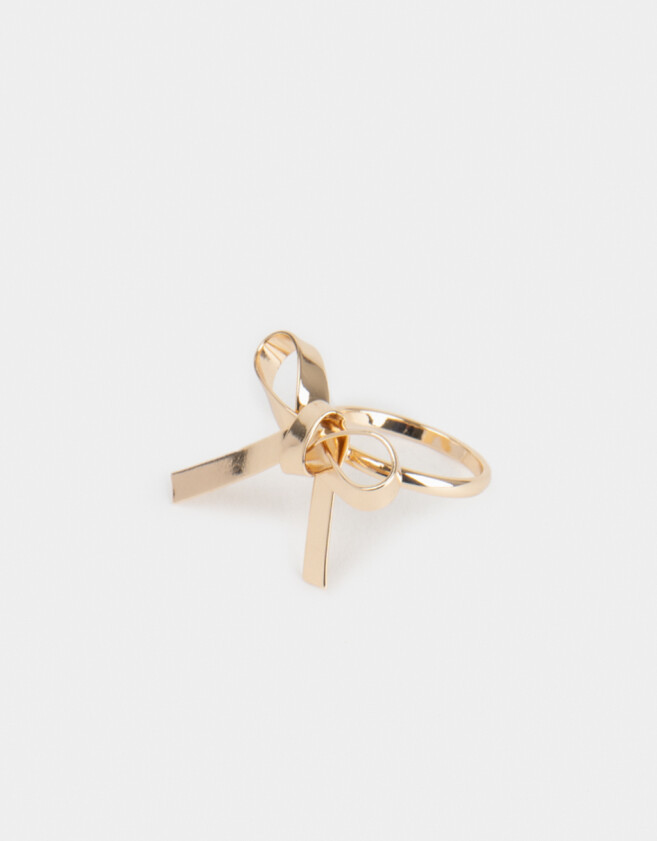 Anillos Medianos y Grandes Moño Anillo De Moño Metálico - Dorado