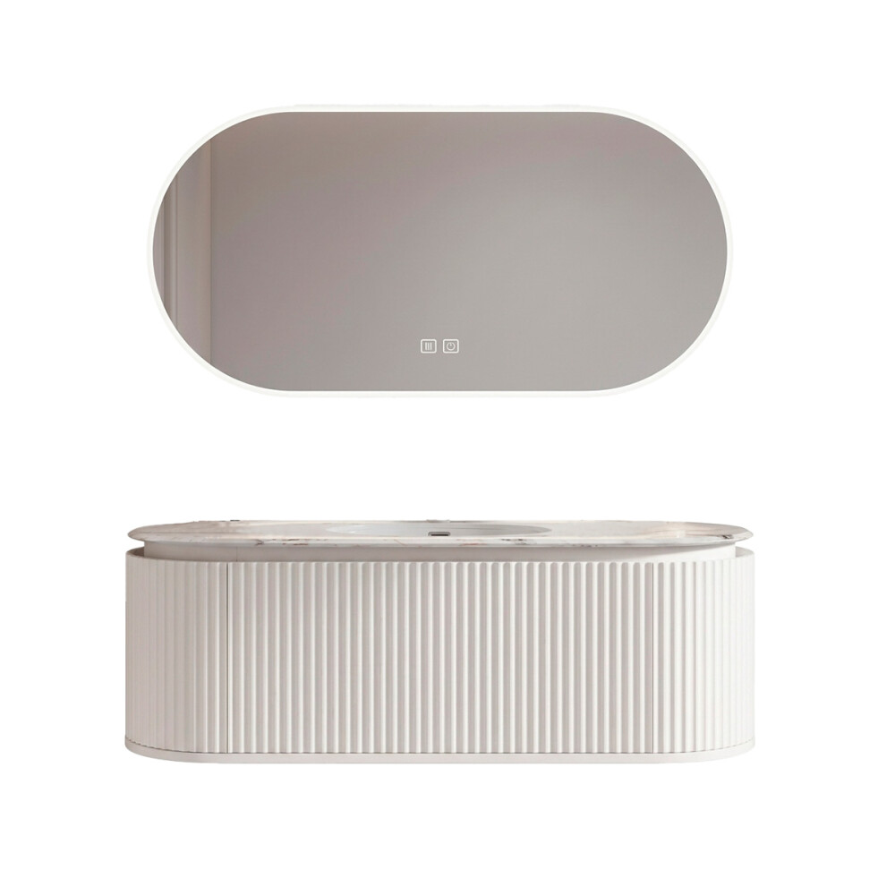 MUEBLE DE BAÑO PVC BLANCO CON ESPEJO LUZ LED MODELO LT6001-100 / MUEBLE + ESPEJO LED - 100 cm Mueble De Baño Pvc Blanco Con Espejo Luz Led Modelo Lt6001-100 / Mueble + Espejo Led - 100 Cm