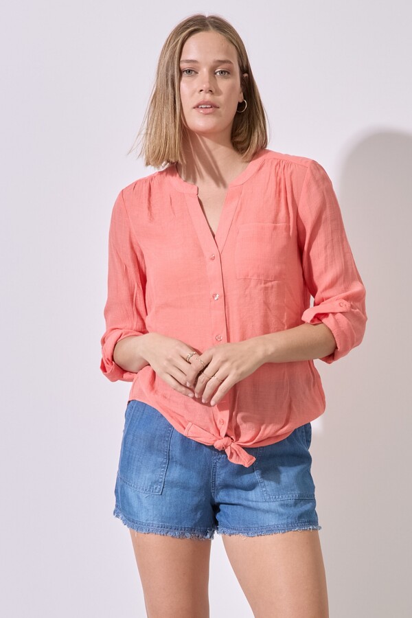 Blusa Nudo Botones CORAL