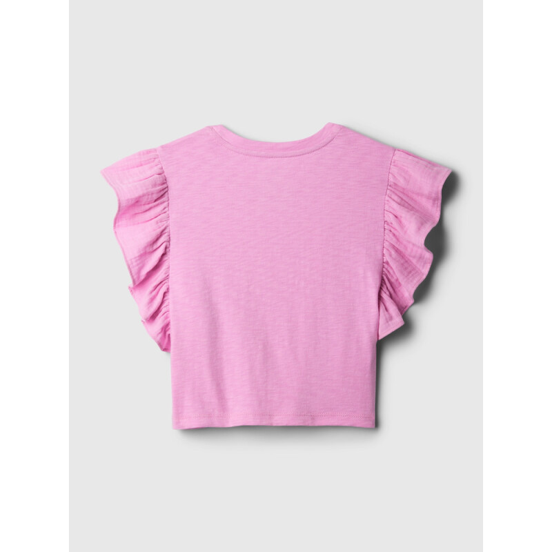 GAUZE RUFFLE TOP SUGAR PINK