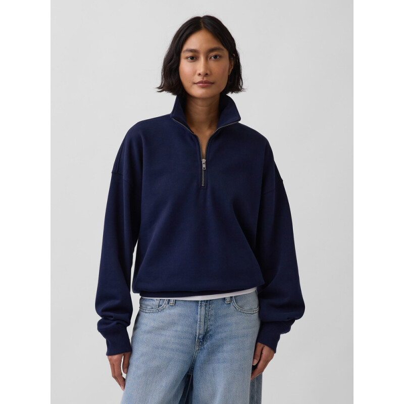 HVYWT LS ZIP POLO NAVY UNIFORM