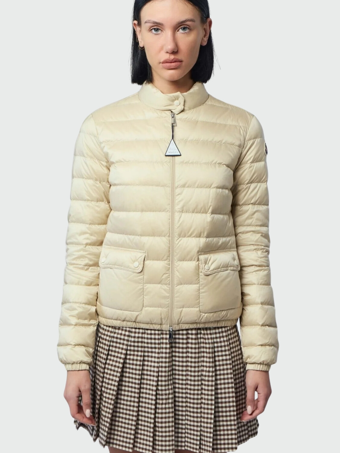 MONCLER - Campera Corta Lans Beige Claro
