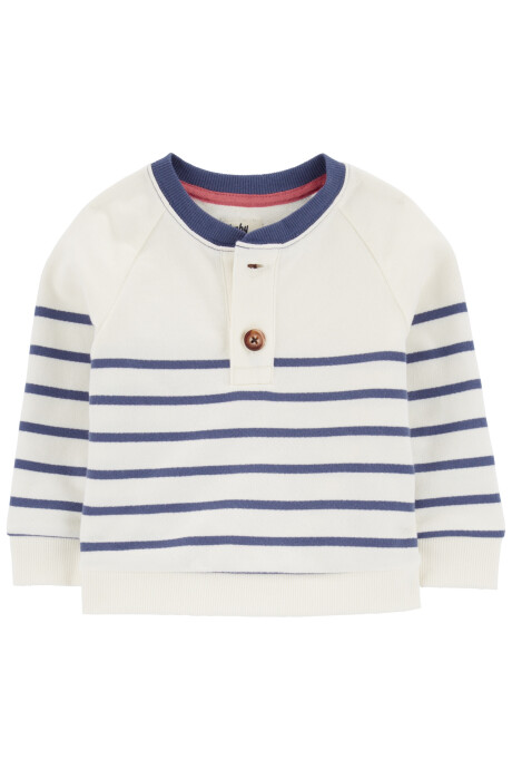 Buzo henley de algodón, diseño a rayas Buzo henley de algodón, diseño a rayas