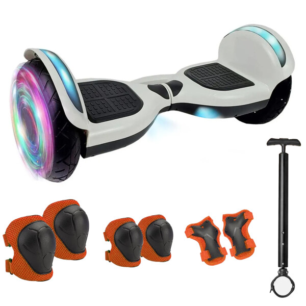 Skate Electrico Hoverboard Musica Bluetooth Luz Patineta 10" Variante Color Blanco