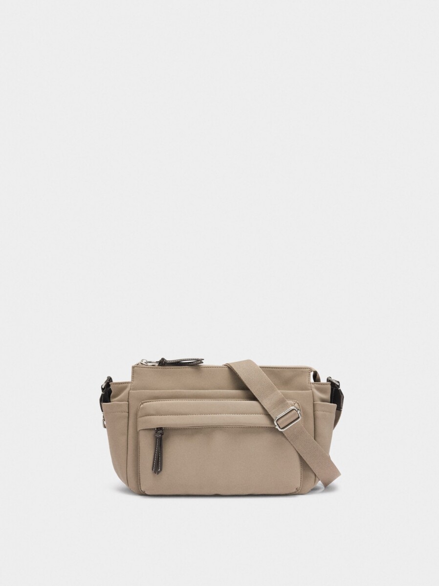 Bolso Bandolera Efecto Nylon - taupe 
