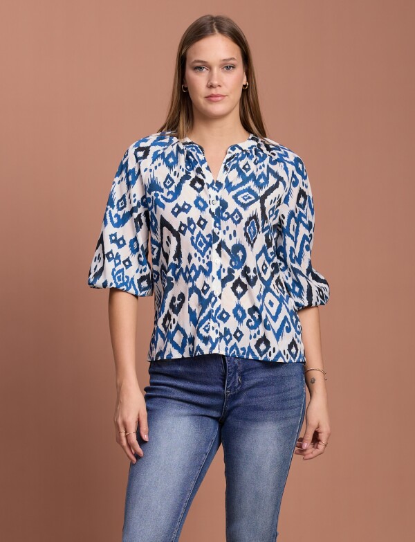 Blusa Botones BLANCO/AZUL
