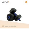 Set 2 Mancuernas Lumax + Barra 2 En 1 + 20kg Discos Pesas Azul