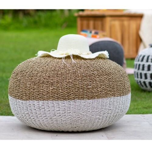 Puff apto para exterior, Tulum beige/blanco Puff apto para exterior, Tulum beige/blanco