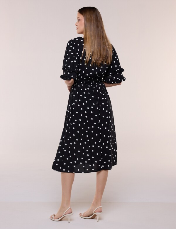 Vestido Volados Printed NEGRO/CRUDO