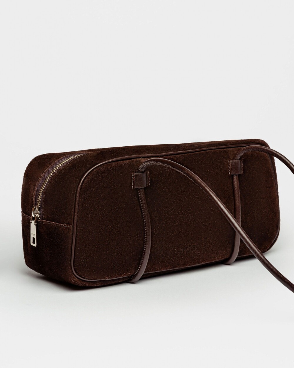 Cartera al hombro Horizon en cuero gamuza Chocolate