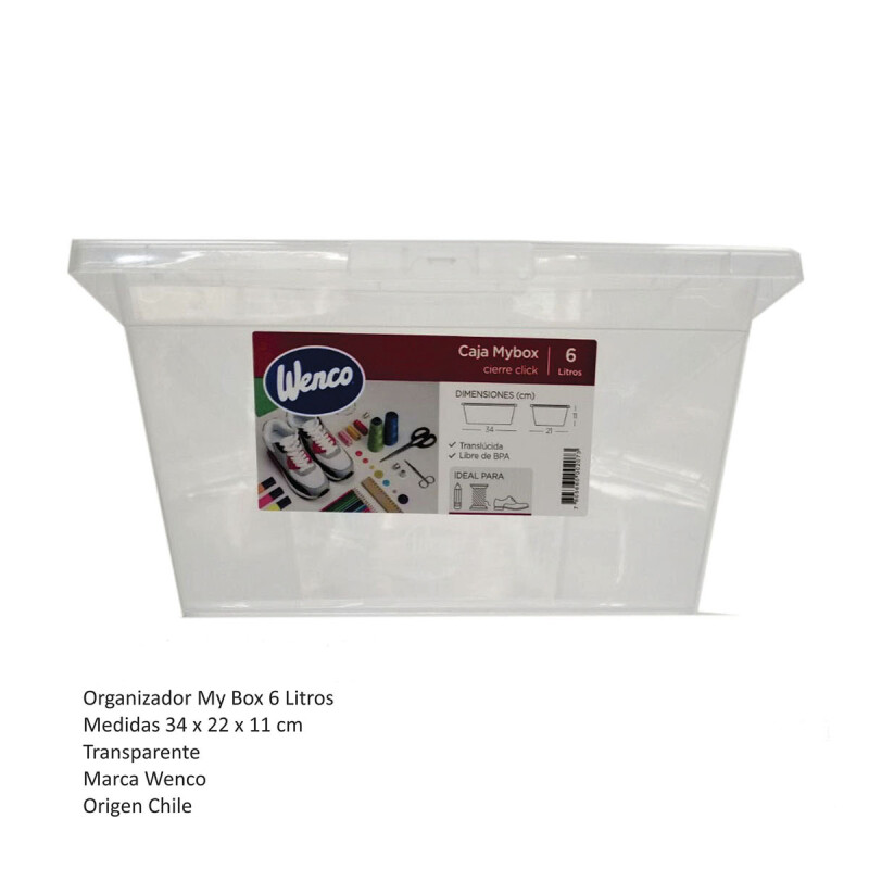 Set x3 Caja organizadora 6 lts Mybox TRANSPARENTE