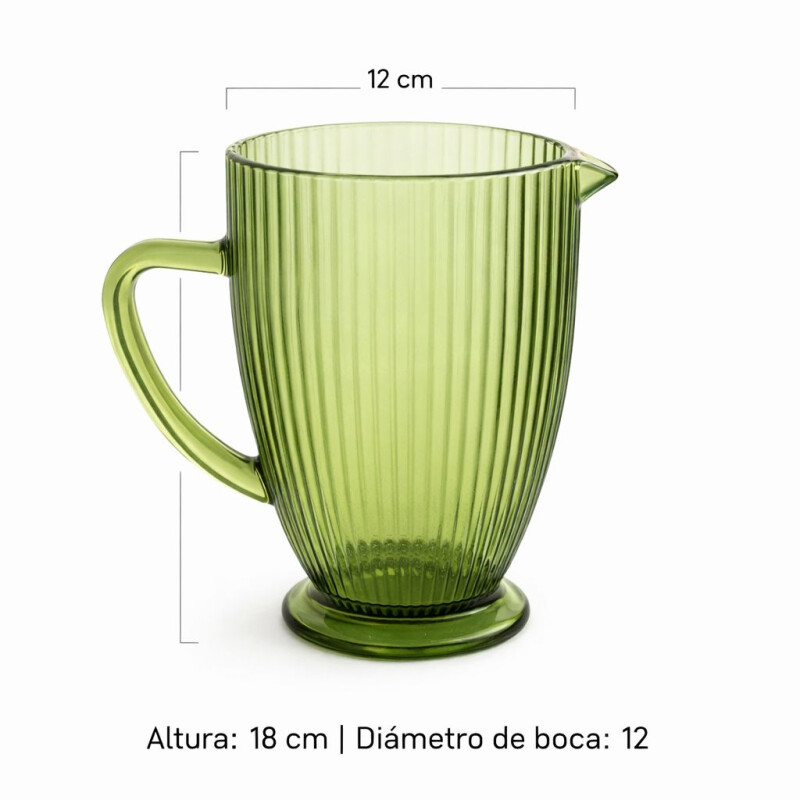 Jarra de Vidrio Labrada Diseño Elegante de Lineas Verde