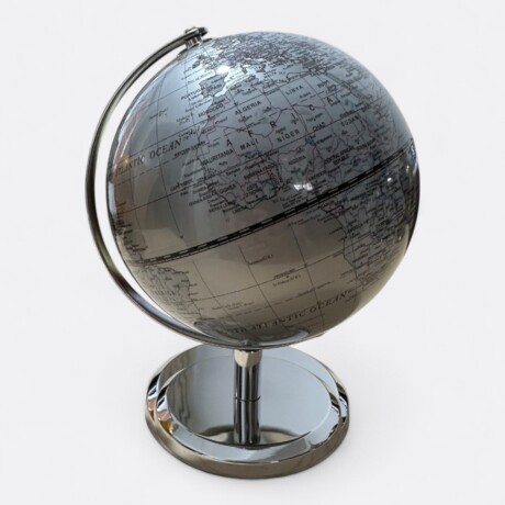 Globo Terraqueo Chico Plateado