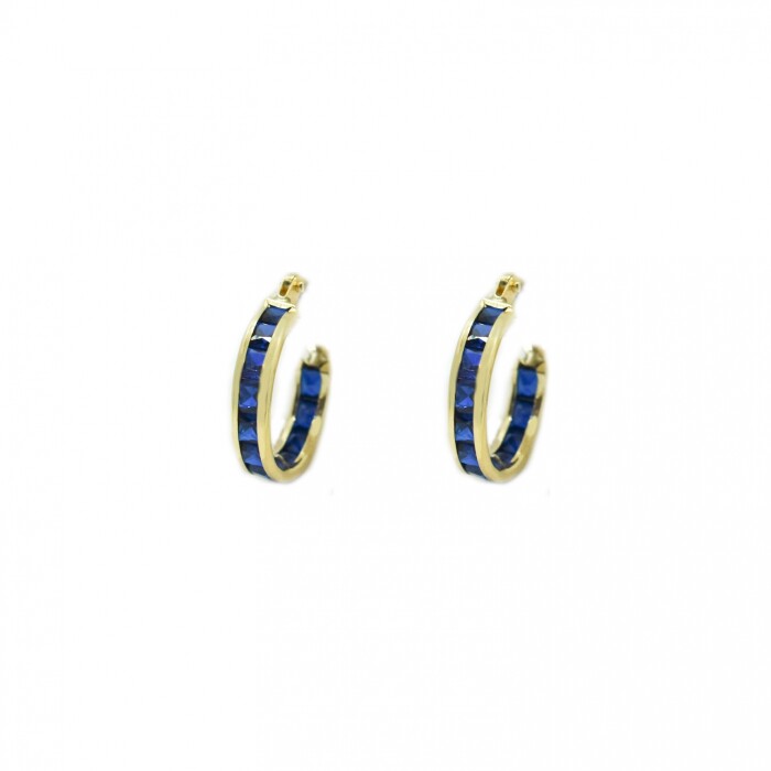 Caravanas en Oro 10 Kilates Con Zirconias Color Caravanas en Oro 10 Kilates Con Zirconias Color