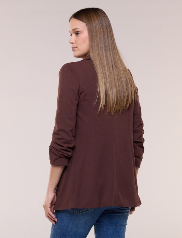 Blazer Crepe Manga Fruncida MARRON