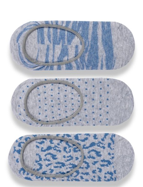 SOQUETE ANIMAL PRINT - PACK X 3 Gris Claro