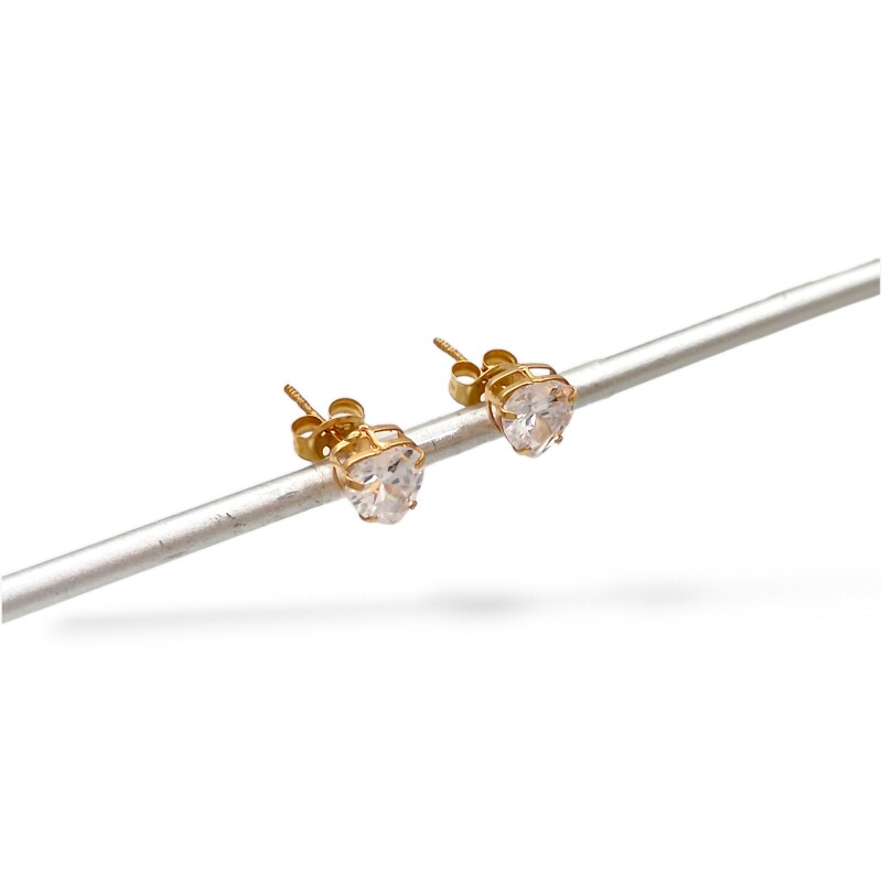 Caravanas Corazón Zirconia de oro- Oro bajo - Zirconia - CA8107 conpiedra