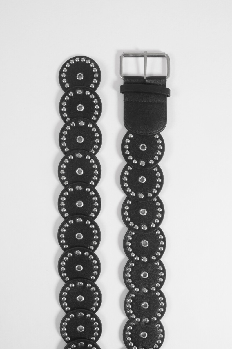 Cinturón apliques circulares tachas negro
