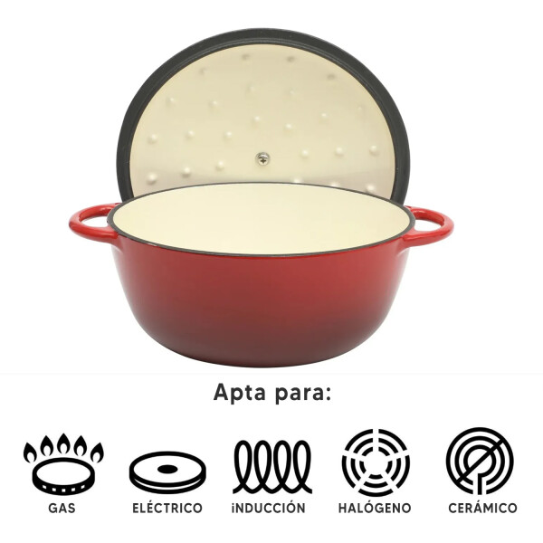Juego Ollas Hierro Fundido Esmaltado 7 Piezas ROJO
