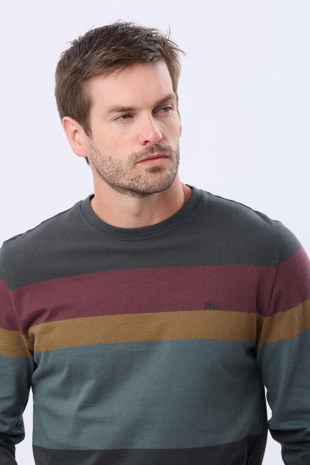 REMERA RAYADA DE ALGODÓN GRIS