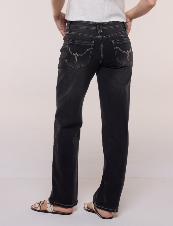 Jean Straight Pespunte En Contraste NEGRO