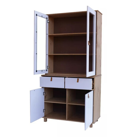 Mueble / Cristalero en madera maciza 4 puertas 2 cajones Mueble / Cristalero en madera maciza 4 puertas 2 cajones