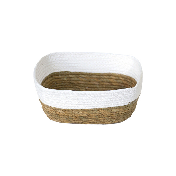 CESTO DE FIBRA NATURAL 24X20X10 CM BLANCO BLANCO