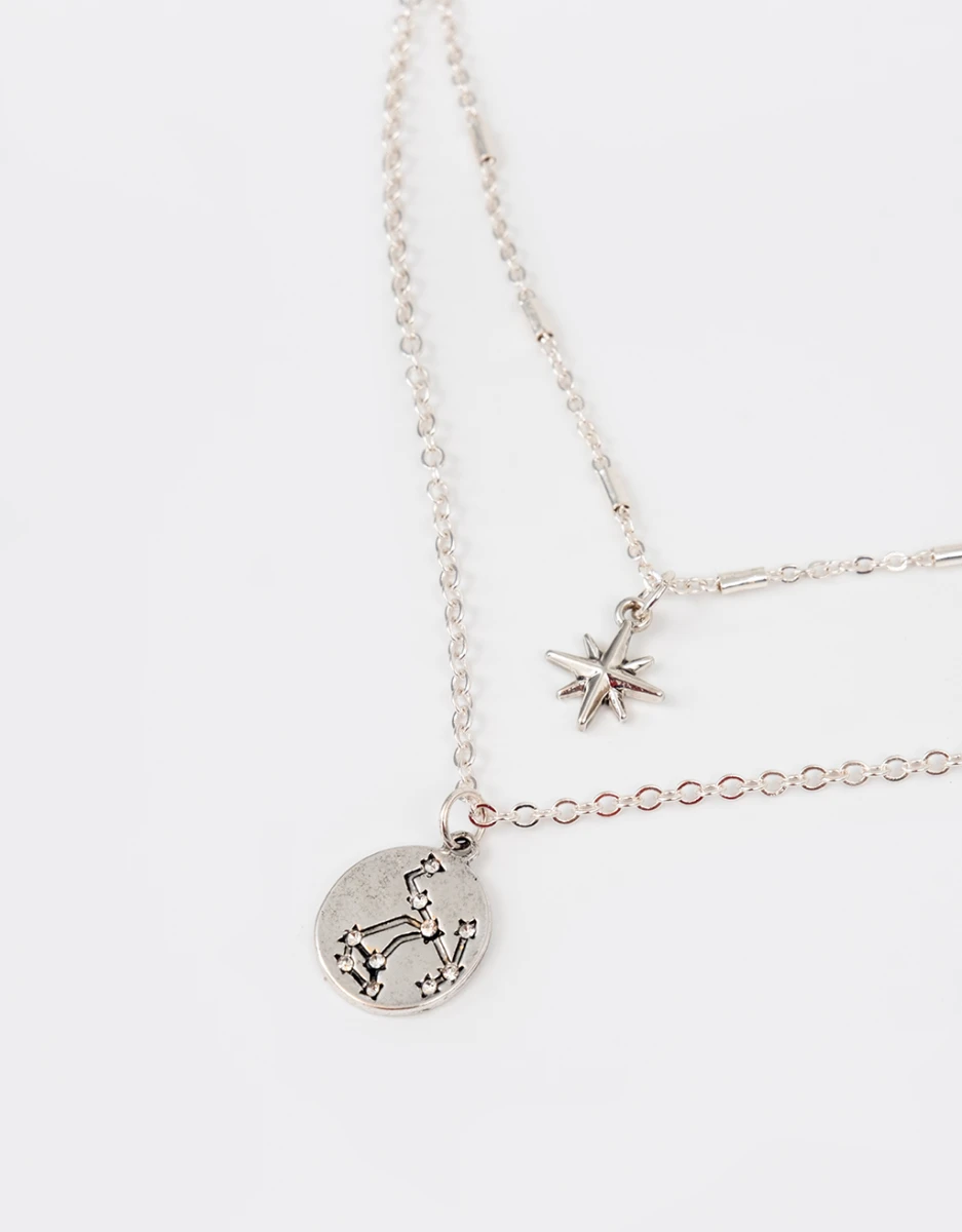 Collar Multicadena Bañado En Plata 