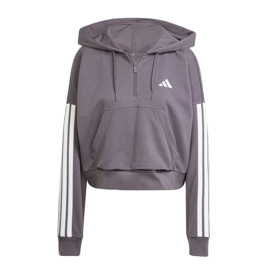 Buzo con capucha de Mujer Adidas Essentials Quarter Zip Gris - Blanco