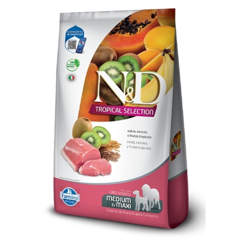 N&D Tropical Perro Adulto Razas Medianas y Maxi, Proteína de Cerdo 10+2 kgs N&D Tropical Perro Adulto Razas Medianas y Maxi, Proteína de Cerdo 10+2 kgs