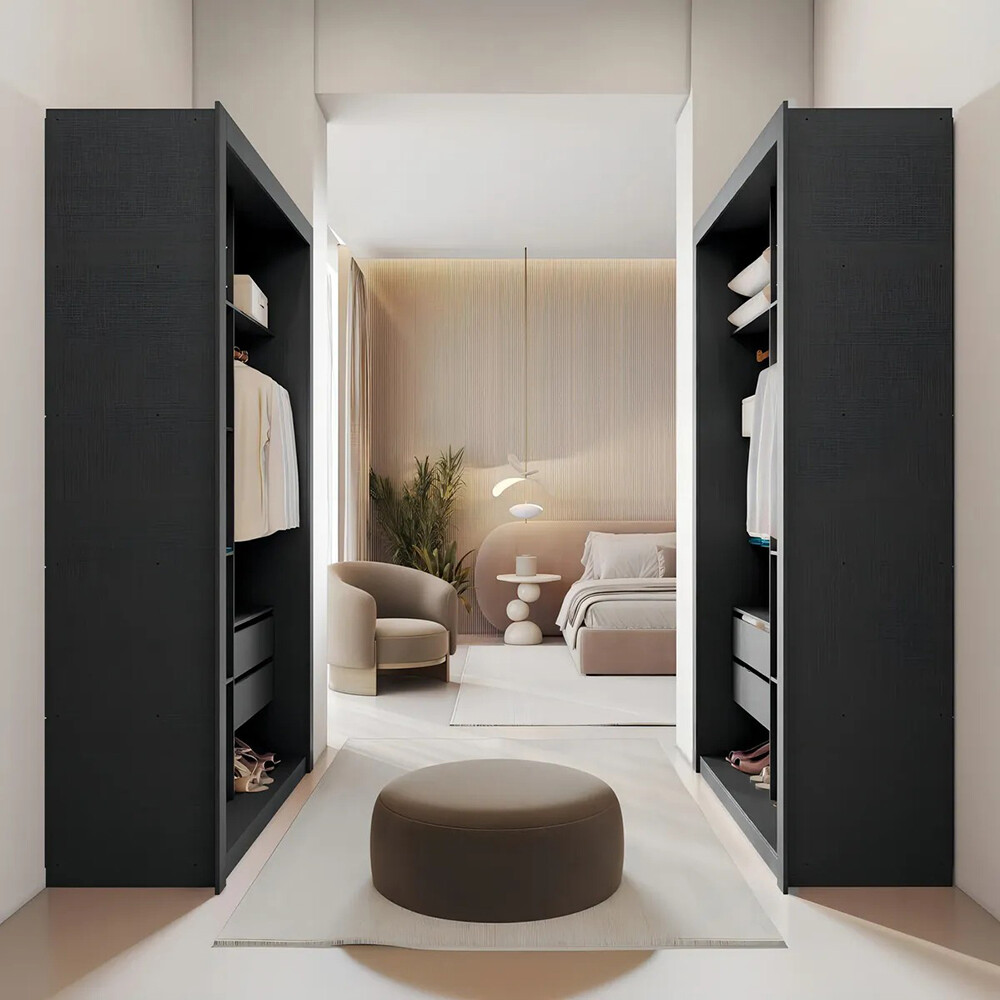 ROPERO VESTIDOR 2 CAJONES GUARDARROPA ARMARIO PLACARD CLOSET NEGRO