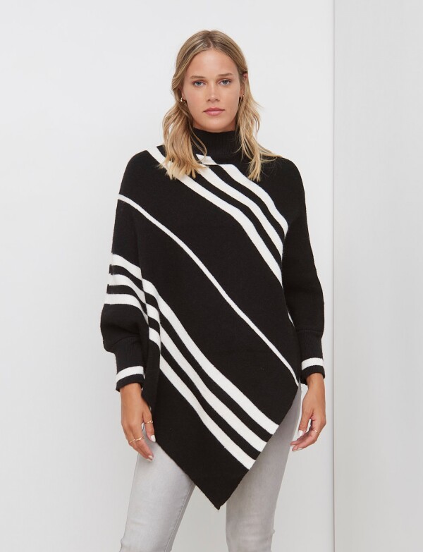 Poncho Lineas NEGRO/BLANCO