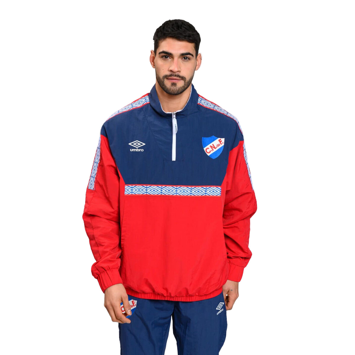 Buzo de Hombre Umbro Nacional Medio Cierre - Rojo - Azul Marino 