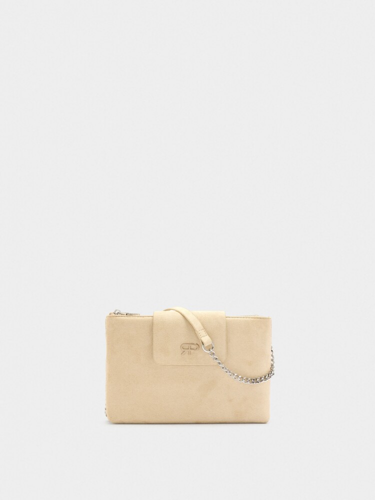 Bolso Bandolera Doble Efecto Piel taupe