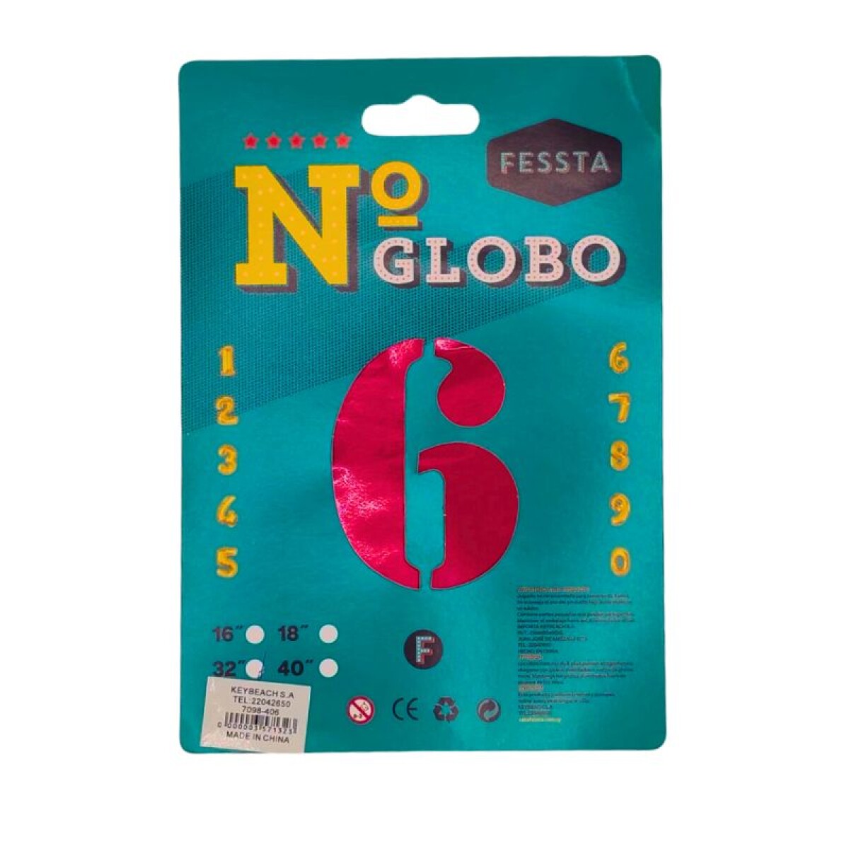 Globo Número Fessta 32" Rojo - SEIS 