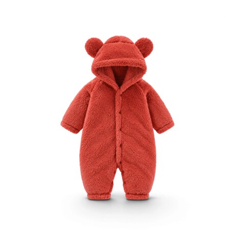 Body Bebé Abrigo Peluche Botoneado Rojo