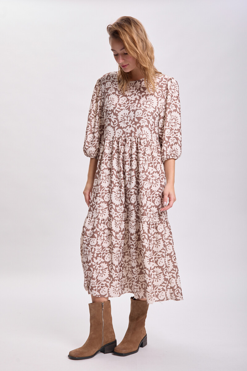 Vestido largo paneles Marrón
