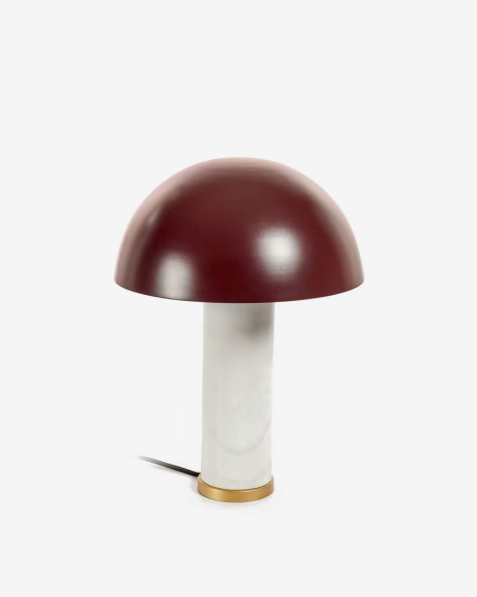 Lámpara de mesa Zorione de mármol blanco y metal con acabado pintado marrón 