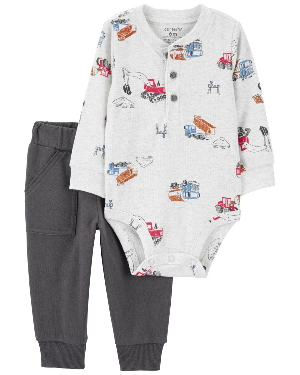 Set dos piezas de algodón, pantalón y body, diseño construcción 