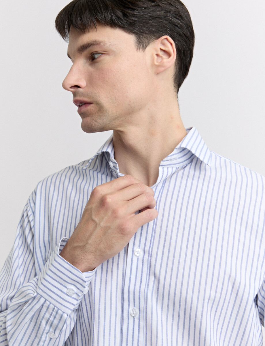 012678 CAMISA HARRINGTON LABEL Blanco/azul