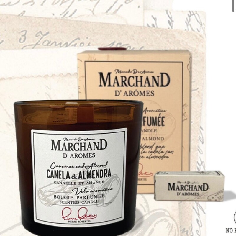 VELA AROMATICA DE SOJA MARCHAND CANELA & ALMENDRAS