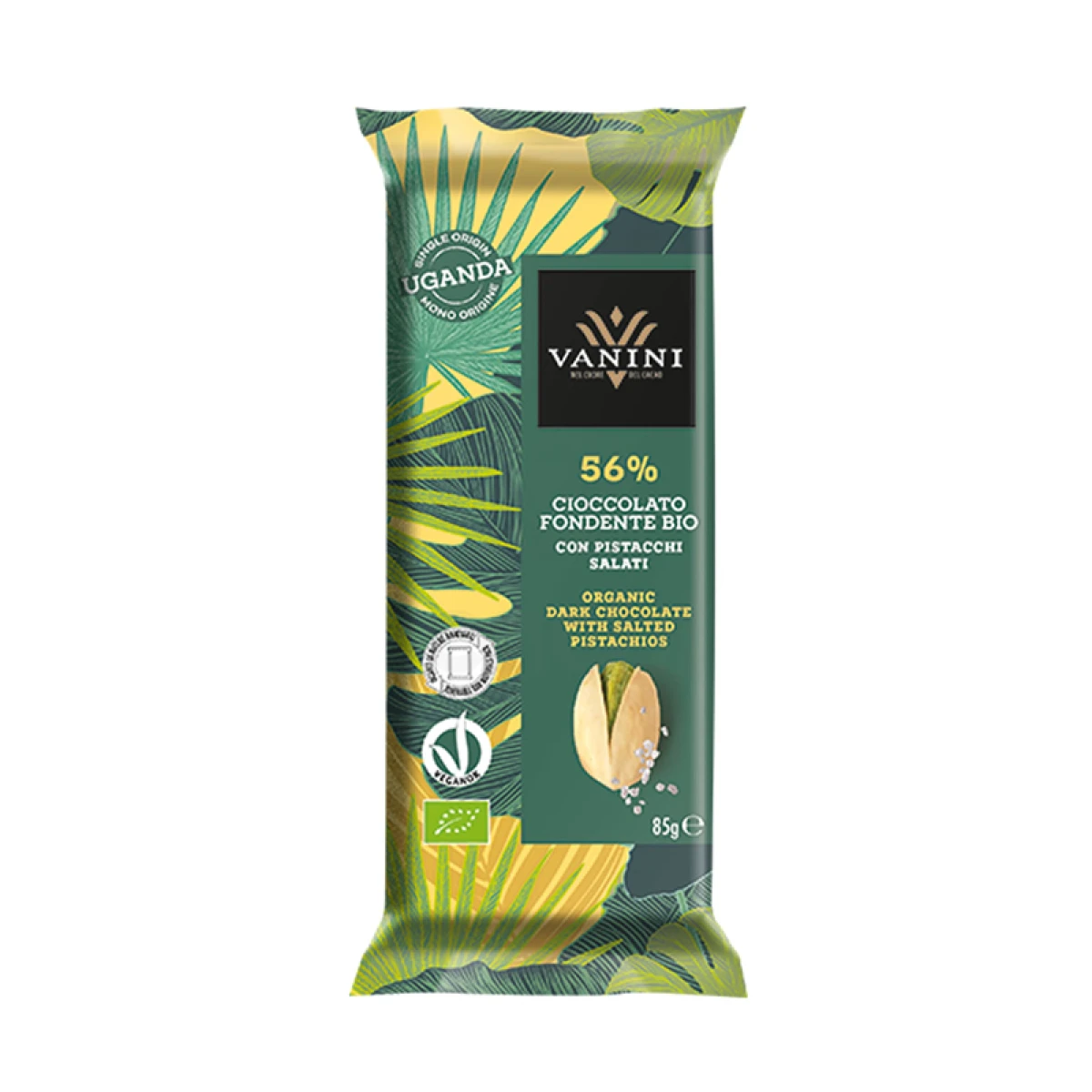 Chocolate amargo con pistachos 56% Vanini 