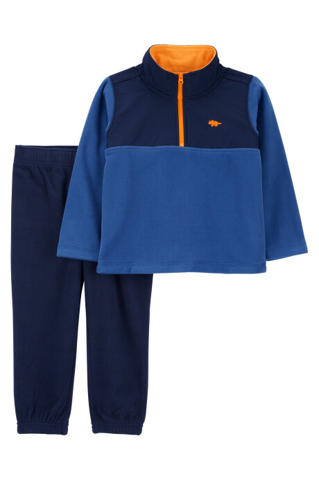 Set dos piezas de micropolar, pantalón y buzo, diseño colorblock Sin color
